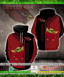 NFL Arizona Cardinals Baby Yoda Red Black 3D Hoodie