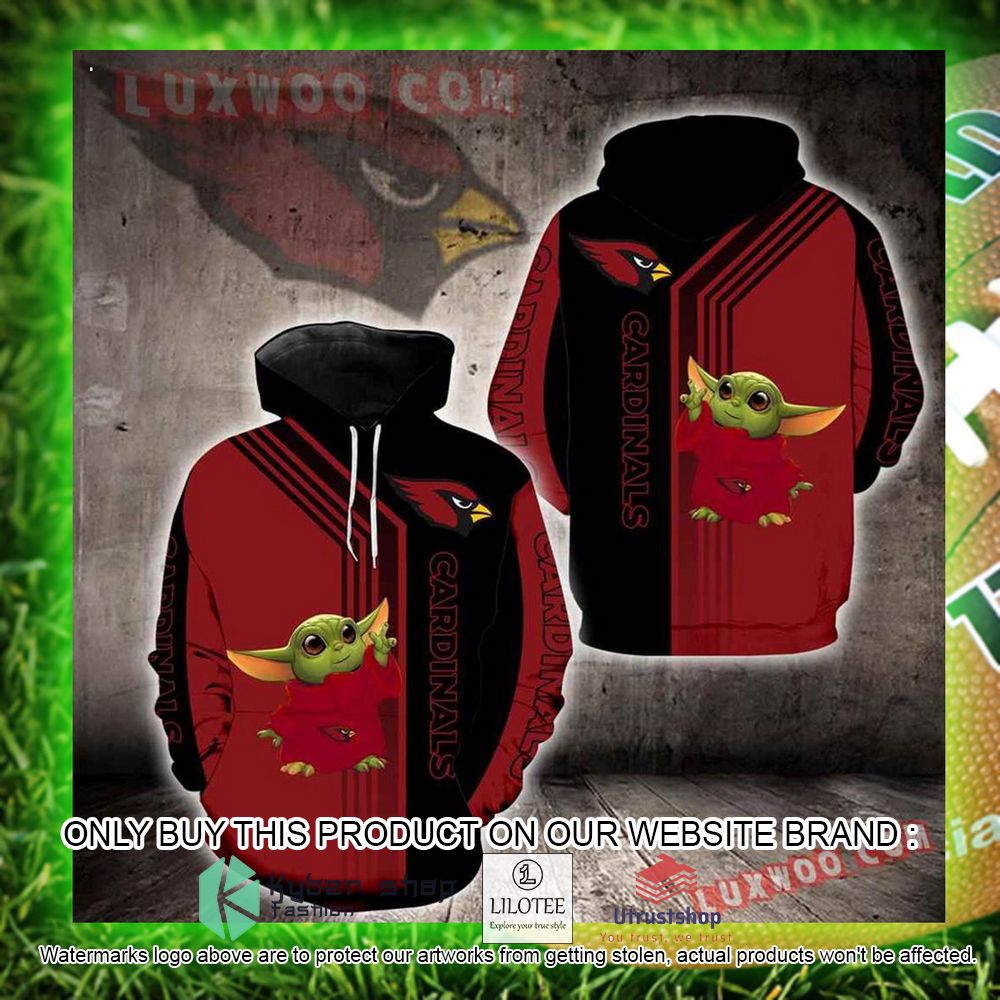 NFL Arizona Cardinals Baby Yoda Red Black 3D Hoodie