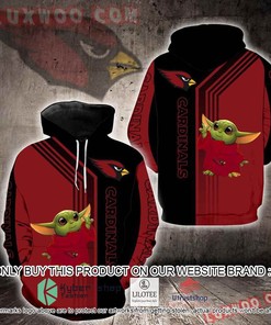 NFL Arizona Cardinals Baby Yoda Red Black 3D Hoodie