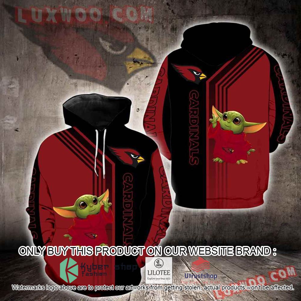NFL Arizona Cardinals Baby Yoda Red Black 3D Hoodie