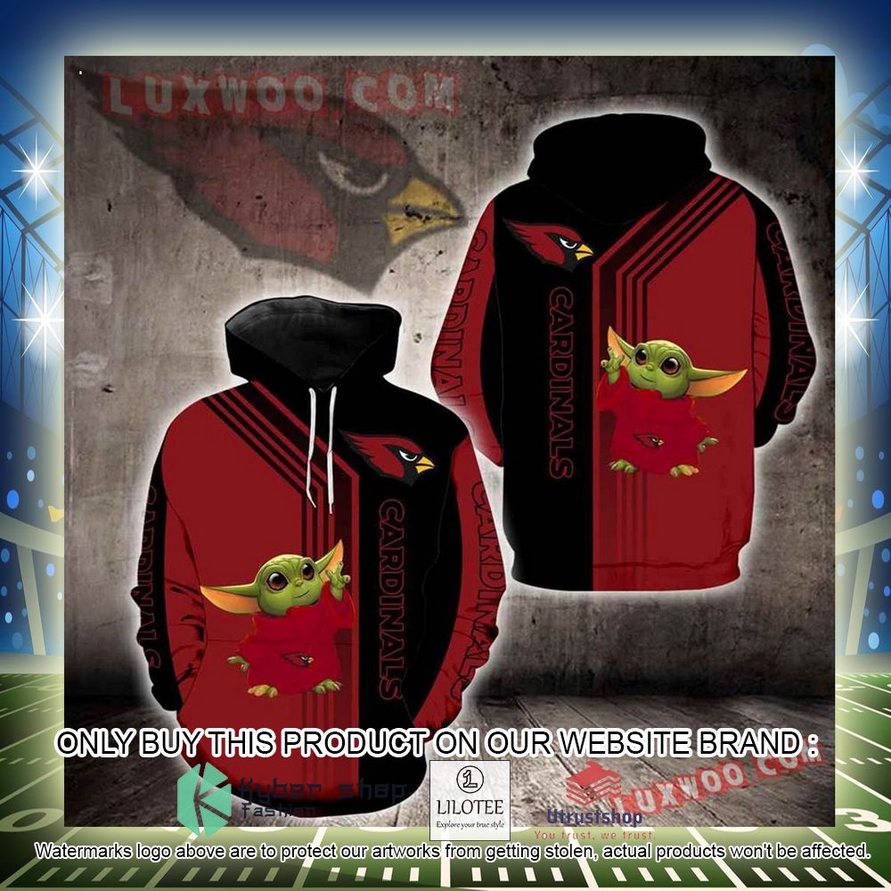NFL Arizona Cardinals Baby Yoda Red Black 3D Hoodie