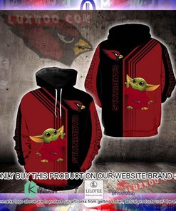 NFL Arizona Cardinals Baby Yoda Red Black 3D Hoodie