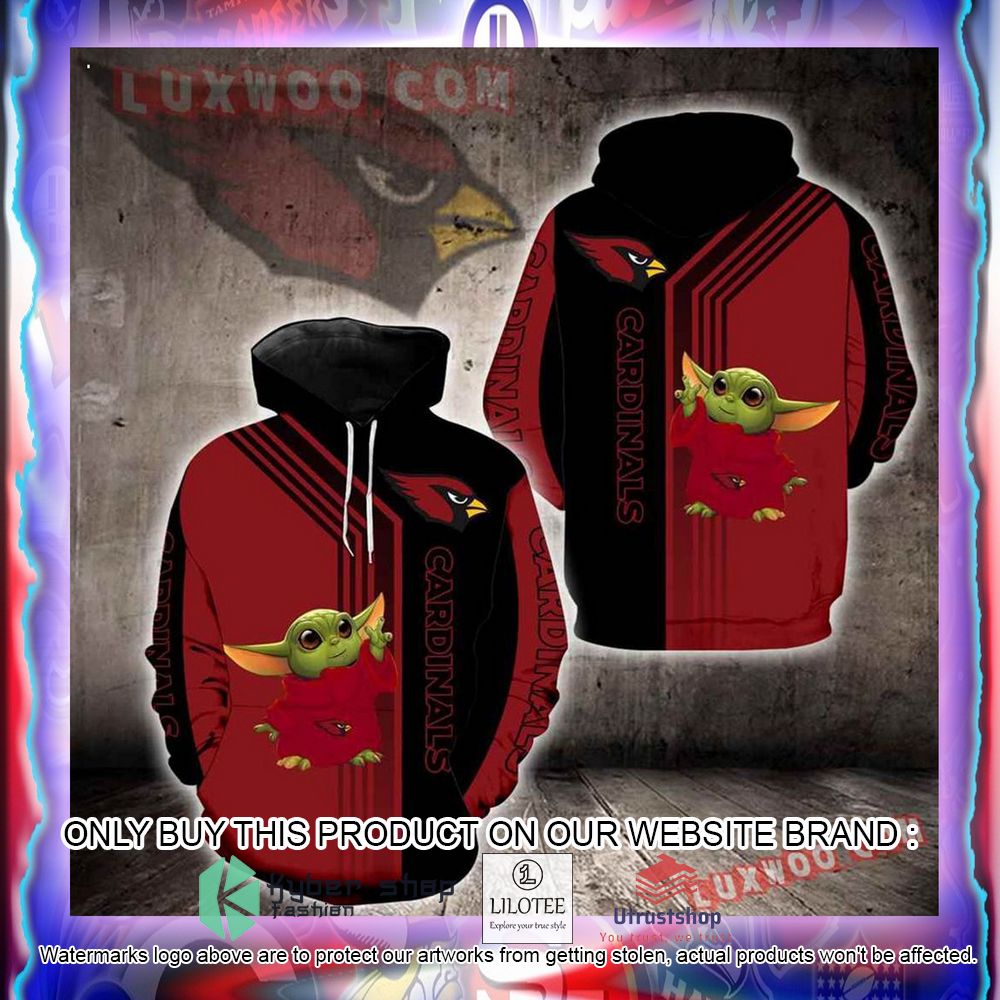 NFL Arizona Cardinals Baby Yoda Red Black 3D Hoodie