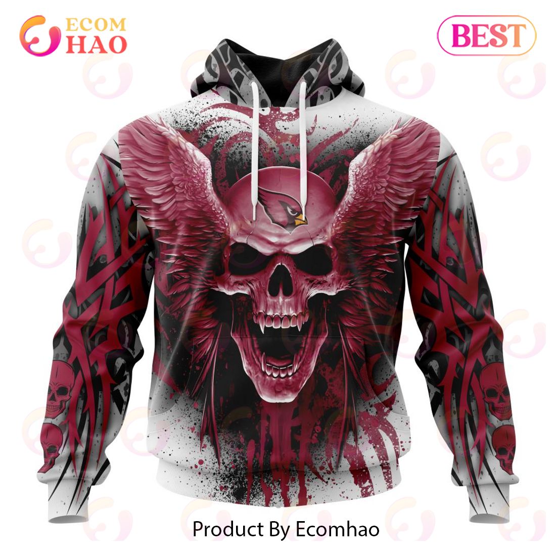 NFL Arizona Cardinals Special Kits With Skull Art 3D Hoodie