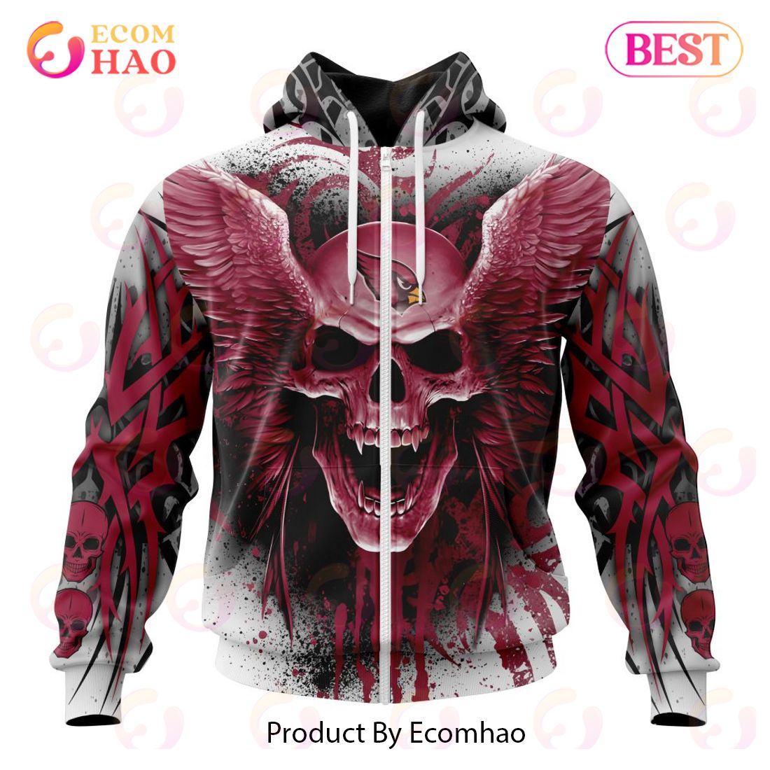 NFL Arizona Cardinals Special Kits With Skull Art 3D Hoodie