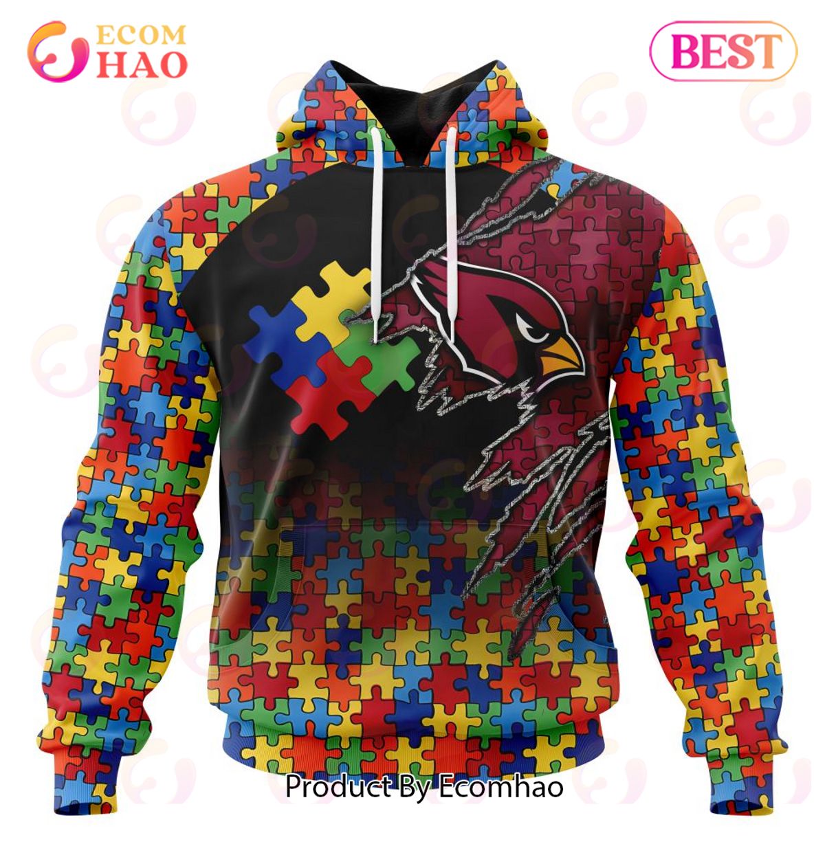 NFL Arizona Cardinals Specialized With Autism Awareness Concept 3D Hoodie