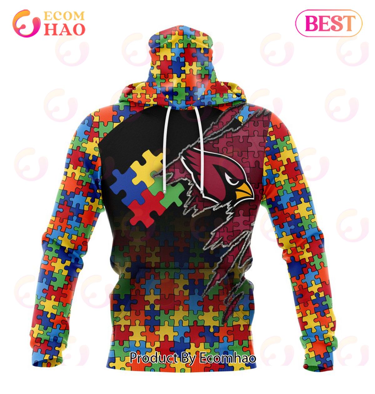 NFL Arizona Cardinals Specialized With Autism Awareness Concept 3D Hoodie