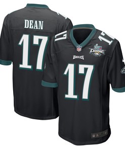 Nakobe Dean 17 Philadelphia Eagles Super Bowl LVII Champions 2 Stars Men Game Jersey - Black