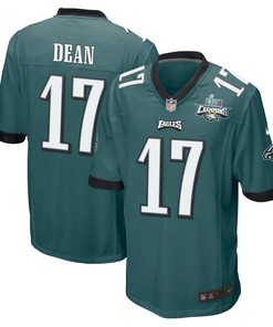 Nakobe Dean 17 Philadelphia Eagles Super Bowl LVII Champions 2 Stars Men Game Jersey - Midnight Green