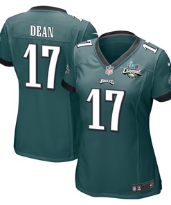 Nakobe Dean 17 Philadelphia Eagles Super Bowl LVII Champions 2 Stars Women Game Jersey - Midnight Green