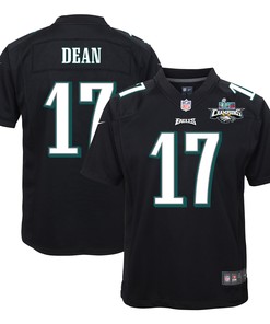 Nakobe Dean 17 Philadelphia Eagles Super Bowl LVII Champions 2 Stars Youth Game Jersey - Black