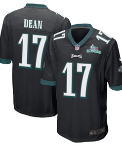 Nakobe Dean 17 Philadelphia Eagles Super Bowl LVII Champions Men Game Jersey - Black