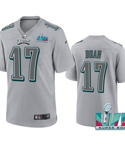 Nakobe Dean 17 Philadelphia Eagles Super Bowl LVII Patch Atmosphere Fashion Game Jersey - Gray