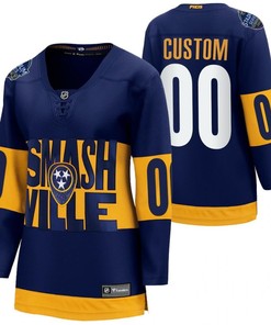 Nashville Predators 00 Custom 2022 Stadium Series Women Navy Jersey Jersey