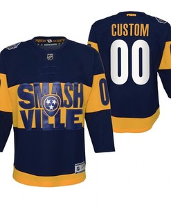Nashville Predators 00 Custom 2022 Stadium Series Youth Navy Primegreen Jersey Jersey