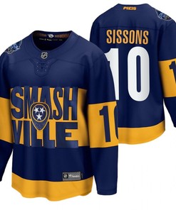 Nashville Predators 10 Colton Sissons 2022 Stadium Series Navy Jersey Jersey