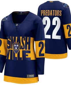 Nashville Predators 22 2022 Stadium Series Women Navy Jersey Jersey
