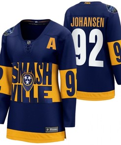 Nashville Predators 92 Ryan Johansen 2022 Stadium Series Women Navy Jersey Jersey