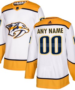Nashville Predators Adidas Away Authentic Custom Jersey - White Custom Jerseys Nhl