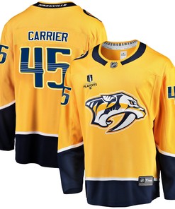 Nashville Predators Alexandre Carrier 45 Home 2022 Stanley Cup Playoffs Breakaway Men Jersey - Gold