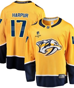 Nashville Predators Ben Harpur 17 Home 2022 Stanley Cup Playoffs Breakaway Men Jersey - Gold