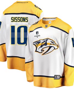 Nashville Predators Colton Sissons 10 Away 2022 Stanley Cup Playoffs Breakaway Men Jersey - White