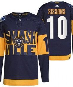 Nashville Predators Colton Sissons 2022 Stadium Series Navy 10 Jersey Primegreen Jersey
