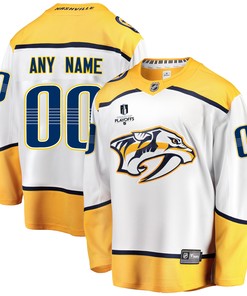 Nashville Predators Custom Away 2022 Stanley Cup Playoffs Breakaway Men Jersey - White