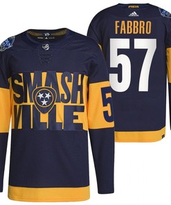 Nashville Predators Dante Fabbro 2022 Stadium Series Navy 57 Jersey Primegreen Jersey