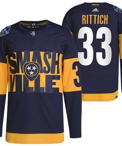 Nashville Predators David Rittich 2022 Stadium Series Navy 33 Jersey Primegreen Jersey