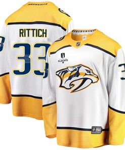 Nashville Predators David Rittich 33 Away 2022 Stanley Cup Playoffs Breakaway Men Jersey - White