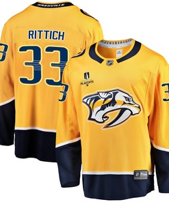 Nashville Predators David Rittich 33 Home 2022 Stanley Cup Playoffs Breakaway Men Jersey - Gold