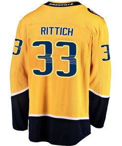 Nashville Predators David Rittich 33 Home 2022 Stanley Cup Playoffs Breakaway Men Jersey - Gold