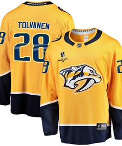Nashville Predators Eeli Tolvanen 28 Home 2022 Stanley Cup Playoffs Breakaway Men Jersey - Gold