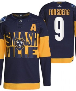 Nashville Predators Filip Forsberg 2022 Stadium Series Navy 9 Jersey Primegreen Jersey
