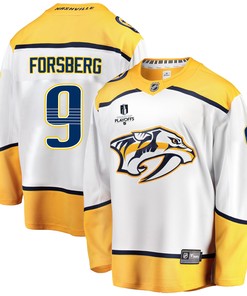 Nashville Predators Filip Forsberg 9 Away 2022 Stanley Cup Playoffs Breakaway Men Jersey - White