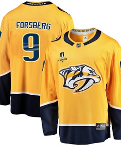 Nashville Predators Filip Forsberg 9 Home 2022 Stanley Cup Playoffs Breakaway Men Jersey - Gold