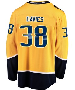 Nashville Predators Jeremy Davies 38 Home 2022 Stanley Cup Playoffs Breakaway Men Jersey - Gold