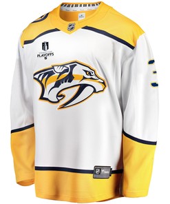 Nashville Predators Jeremy Lauzon 3 Away 2022 Stanley Cup Playoffs Breakaway Men Jersey - White