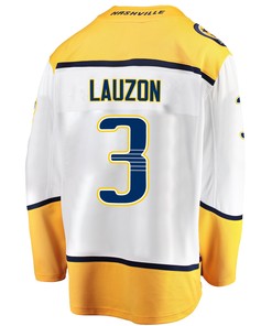 Nashville Predators Jeremy Lauzon 3 Away 2022 Stanley Cup Playoffs Breakaway Men Jersey - White