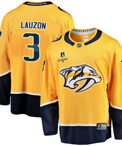 Nashville Predators Jeremy Lauzon 3 Home 2022 Stanley Cup Playoffs Breakaway Men Jersey - Gold