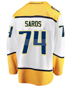 Nashville Predators Juuse Saros 74 Away 2022 Stanley Cup Playoffs Breakaway Men Jersey - White