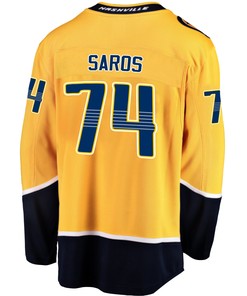 Nashville Predators Juuse Saros 74 Home 2022 Stanley Cup Playoffs Breakaway Men Jersey - Gold