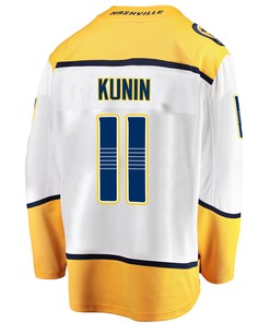 Nashville Predators Luke Kunin 11 Away 2022 Stanley Cup Playoffs Breakaway Men Jersey - White