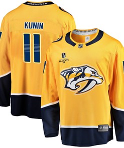 Nashville Predators Luke Kunin 11 Home 2022 Stanley Cup Playoffs Breakaway Men Jersey - Gold