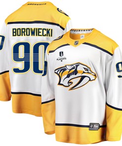 Nashville Predators Mark Borowiecki 90 Away 2022 Stanley Cup Playoffs Breakaway Men Jersey - White