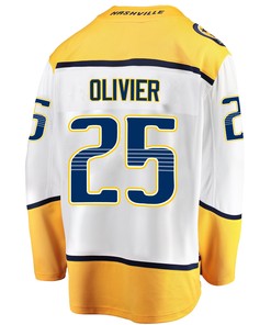 Nashville Predators Mathieu Olivier 25 Away 2022 Stanley Cup Playoffs Breakaway Men Jersey - White