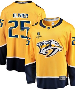 Nashville Predators Mathieu Olivier 25 Home 2022 Stanley Cup Playoffs Breakaway Men Jersey - Gold