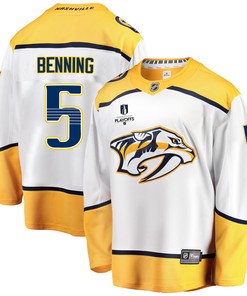 Nashville Predators Matt Benning 5 Away 2022 Stanley Cup Playoffs Breakaway Men Jersey - White