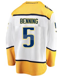 Nashville Predators Matt Benning 5 Away 2022 Stanley Cup Playoffs Breakaway Men Jersey - White